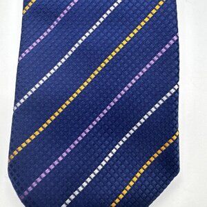 Italian Men’s Tie 100% Silk Azalea Belagio Necktie Made In Italy Blue Gold